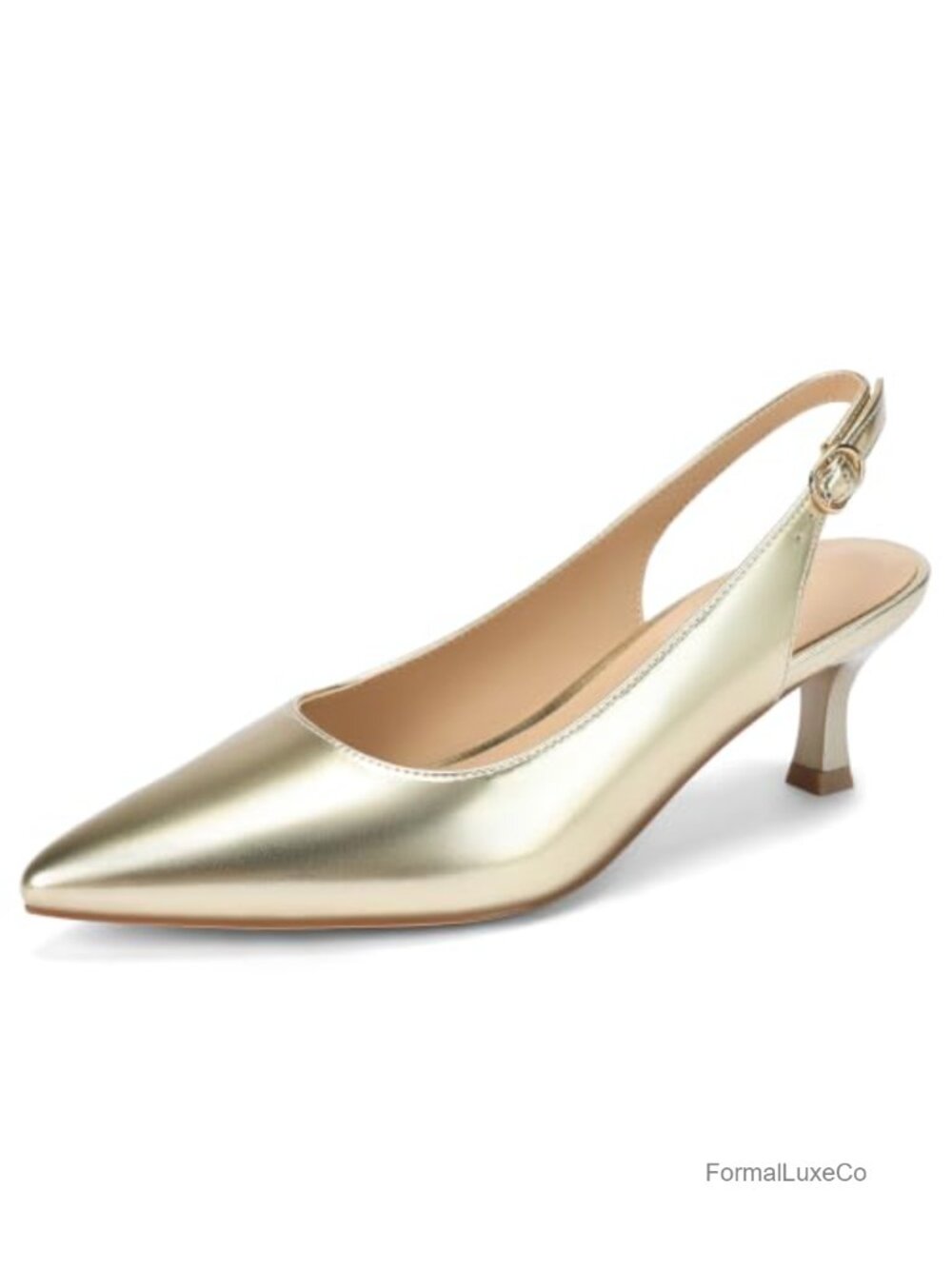 DOBOLIN Womens Slingback Kitten Heels Pointed Toe Low Heel Pumps